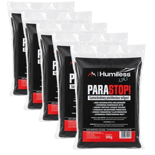 5x Pochłaniacz wilgoci samochodowy diatomitowy PARASTOP 300g Humiless do auta