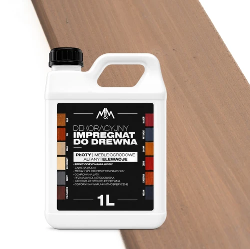IMPREGNAT farba do drewna M&M beżowy 1l Z WOSKAMI 